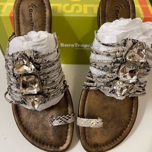 Baretraps Jewel and snake print sandals